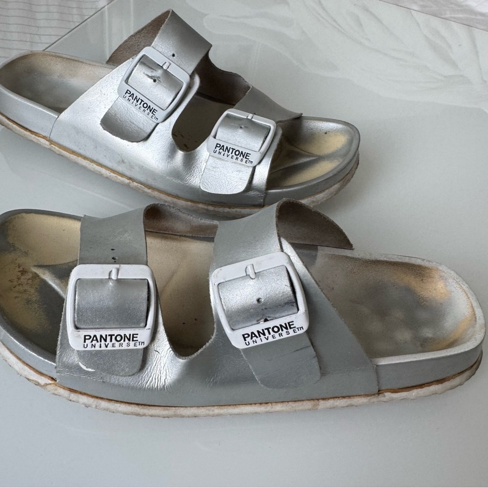 Rare! 🔥Silver Sandal 2 buckle Pantone Birk